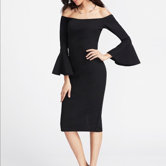 bardot bell sleeve dress